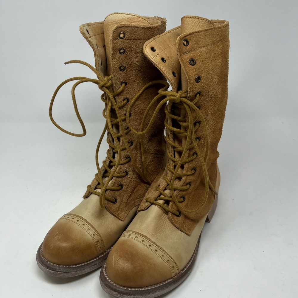 Free People Traveling leather suede combat boot